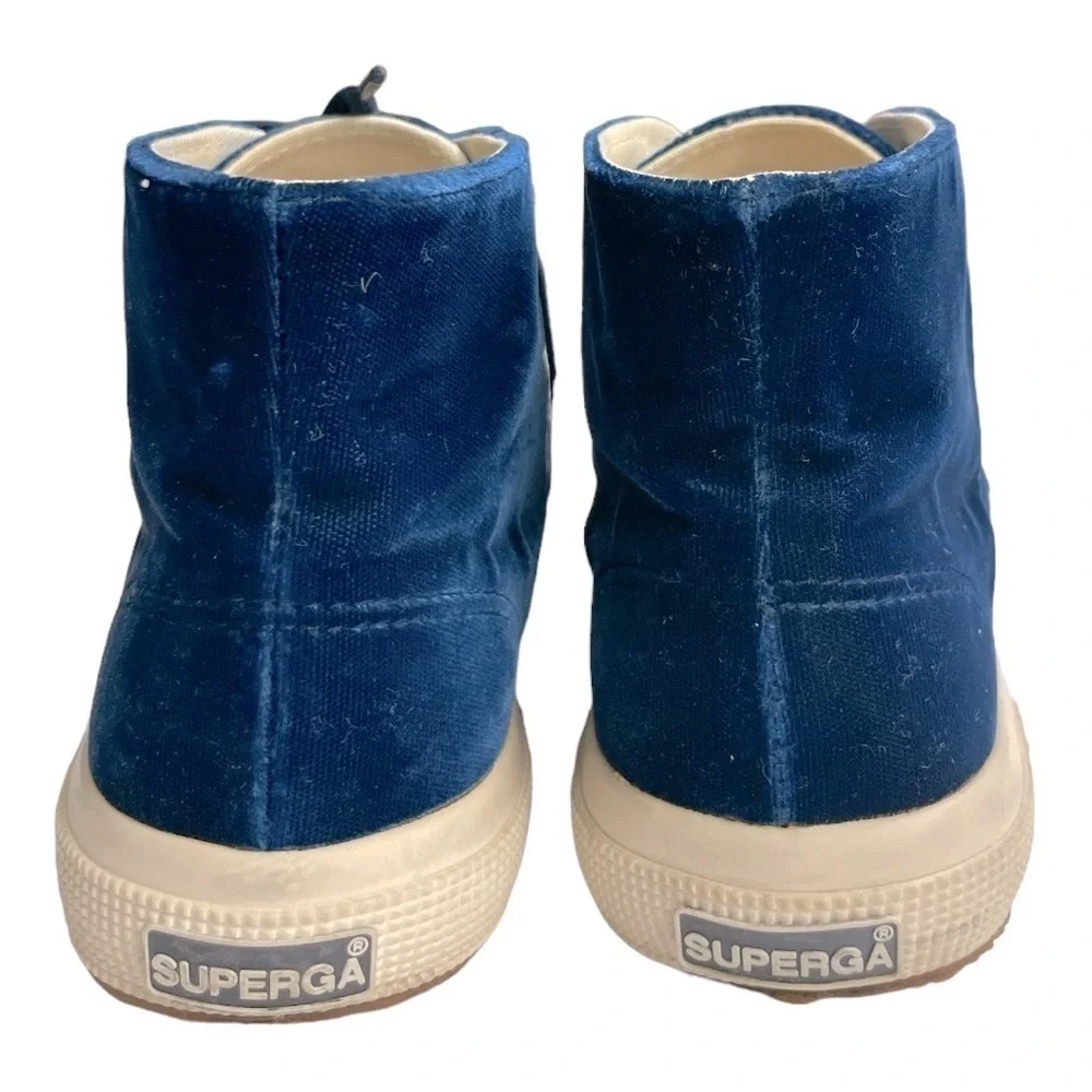 Superga Womens Blue  velvet high top sneakers size 6.5